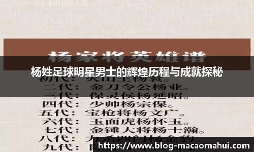 杨姓足球明星男士的辉煌历程与成就探秘
